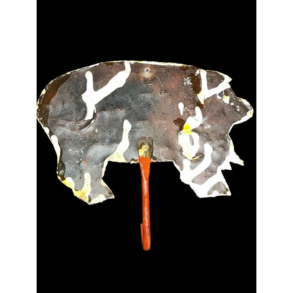 Pig Hook Metal Wall Décor Towel Coat Hanger Rustic Farmhouse Country Signed Art - Picture 4 of 4